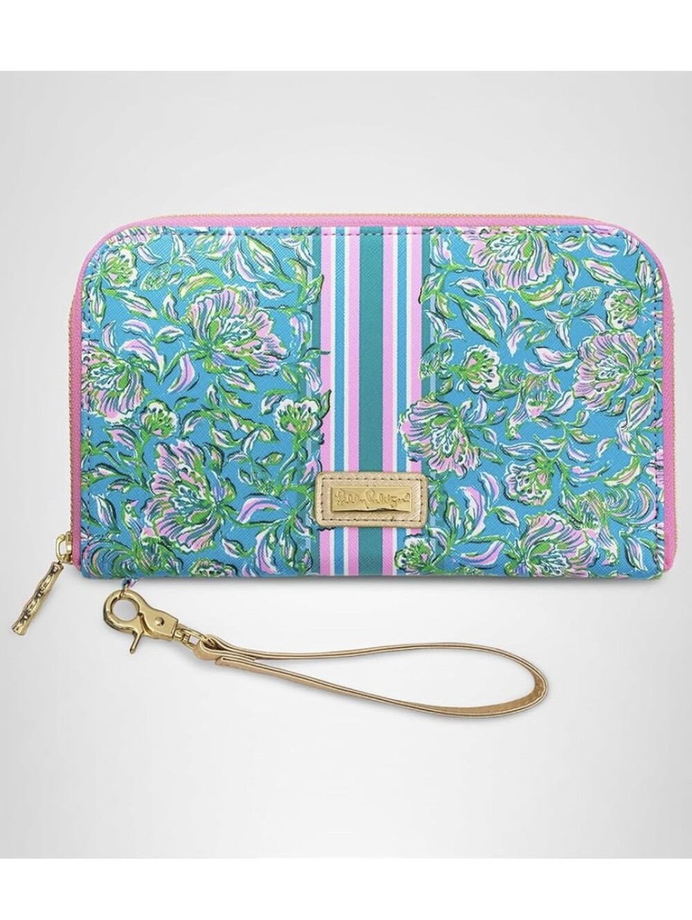 NWT Lilly Pulitzer Travel Wallet Passport Ticket Holder Wristlet Gold Hardware